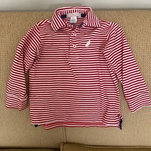 The Beaufort Bonnet Company Red Striped collard shirt 2T